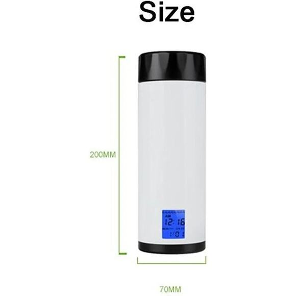 Pyrus VShow 8Time Digital Clock Water Bottle 320mL White Body Black Top AAA - Picture 4 of 10